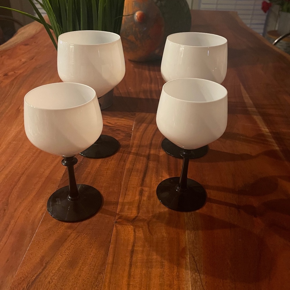 Milk glass wine glasses